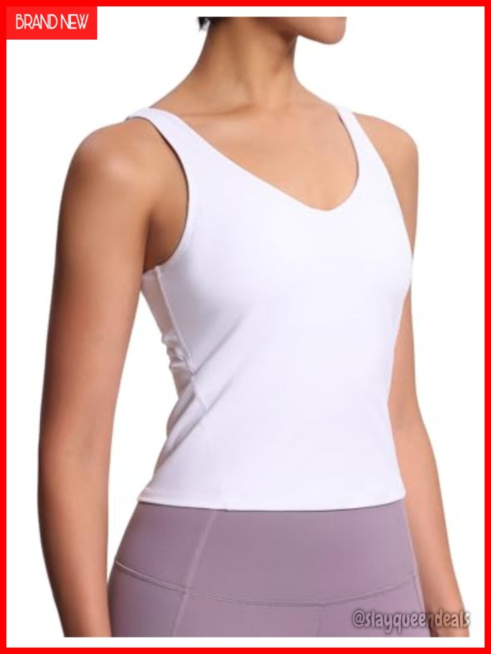 Women's Longline Sports Bra Wirefree Padded V-Neck Tank Top